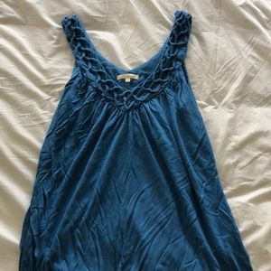 Blue tank with cross stitching